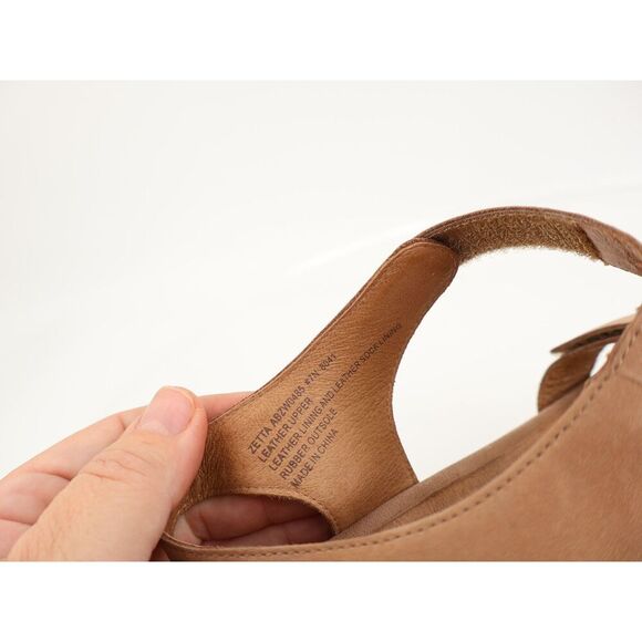 Abeo Zetta Womens Sandals Size 7 Neutral Brown Leather Shoes Slingback Wedge - Picture 8 of 12